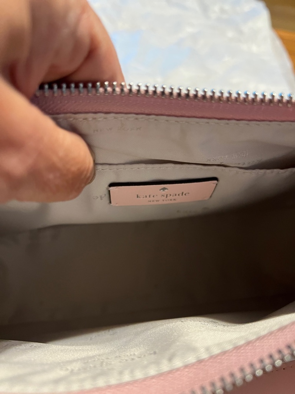NWT kate spade shoulder bag KN247 crinkle metalic lilac moon (500) SRH Margot - Picture 5 of 9